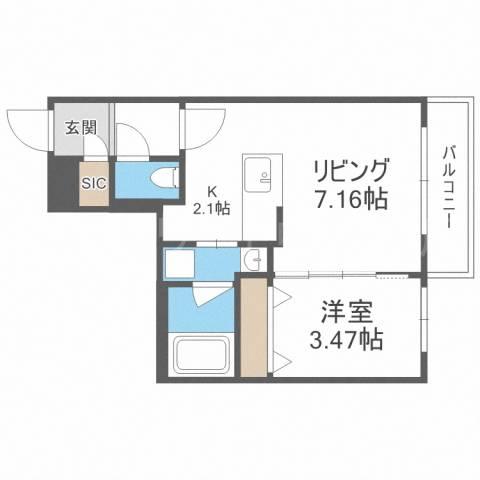 ノースピーク水車町(1LDK/2階)の間取り写真