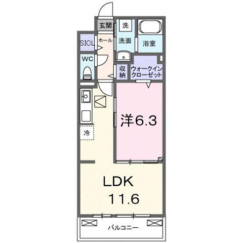 カレントかなぐら(1LDK/1階)の間取り写真