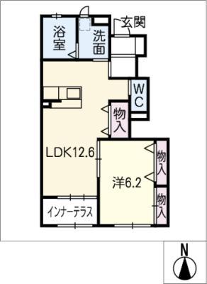 フォーティーンヒルズ I(1LDK/1階)の間取り写真
