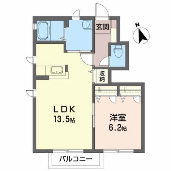 オリーブ シェイドA(1LDK/1階)の間取り写真