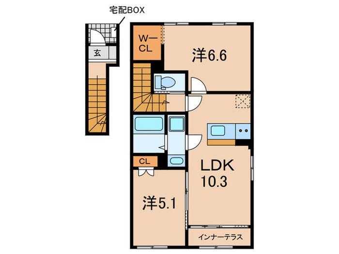 ヴィラ ステートリー(2LDK/2階)の間取り写真