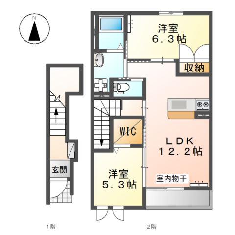 LUCEN(2LDK/2階)の間取り写真