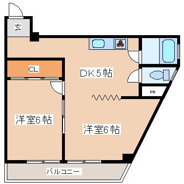 三葉ハイツ(2DK/1階)の間取り写真