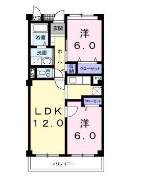 カルフール(2LDK/2階)の間取り写真