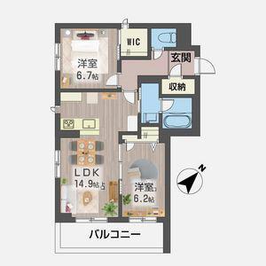 ボナール・レジデンス(2LDK/2階)の間取り写真