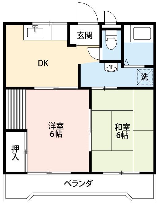 コーポ東荒子B(2DK/3階)の間取り写真