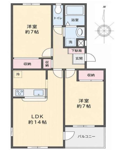 CASABELLARIVA(2LDK/3階)の間取り写真