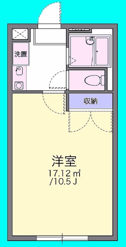 西鉄天神大牟田線 徳益駅 徒歩5分 2階建 築29年(1K/1階)の間取り写真
