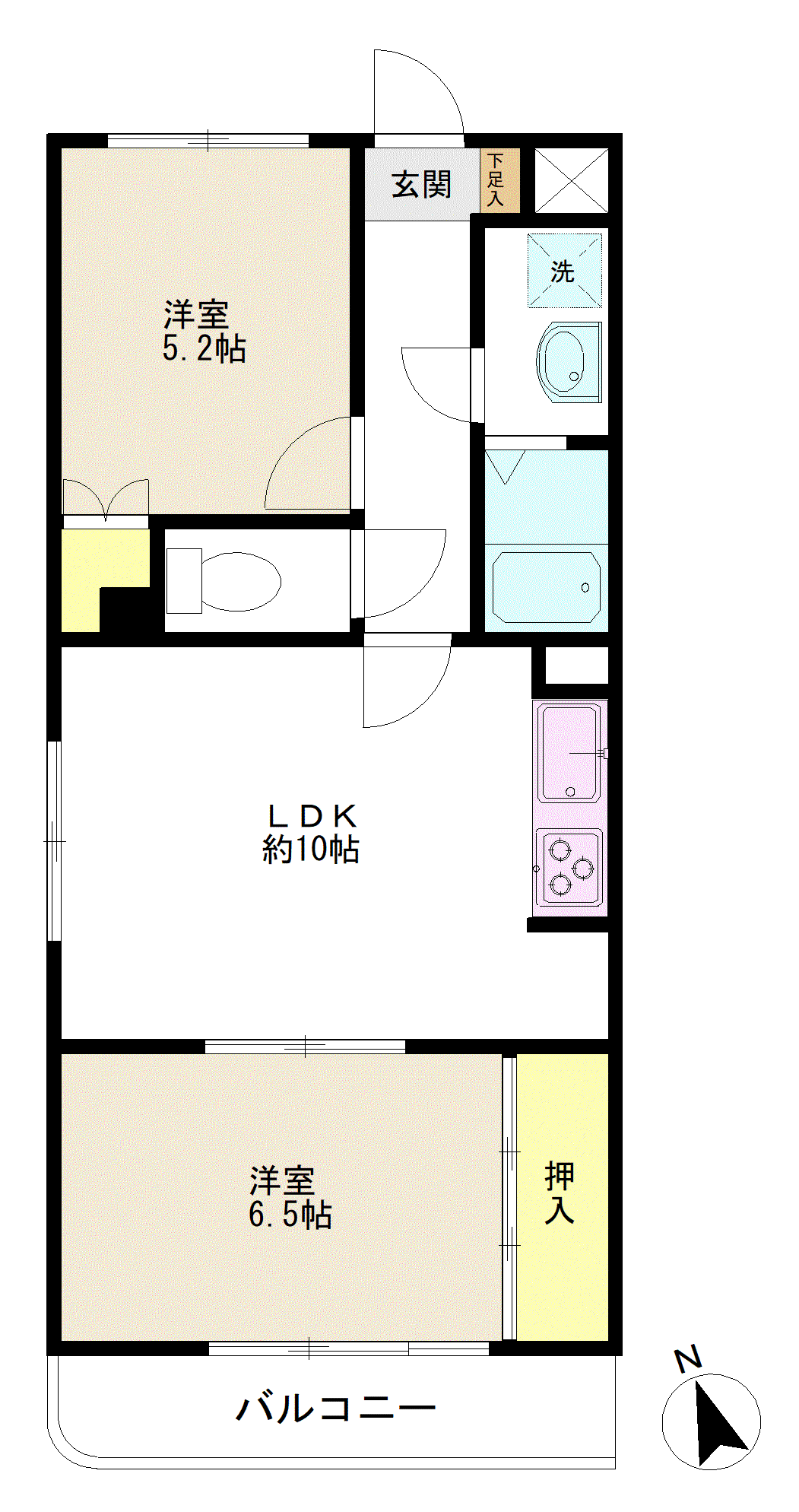 グリーンメゾン南馬込(2LDK/3階)の間取り写真