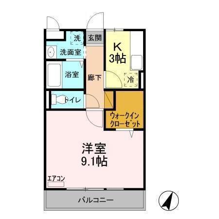 セレニティーホームズB(1K/3階)の間取り写真
