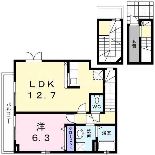 エクセルヴィラ(1LDK/3階)の間取り写真