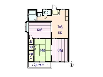 コーポ岡本(3DK/2階)の間取り写真