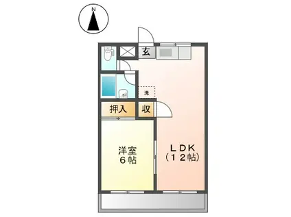 フラワーハイツ敷島(1LDK/2階)の間取り写真