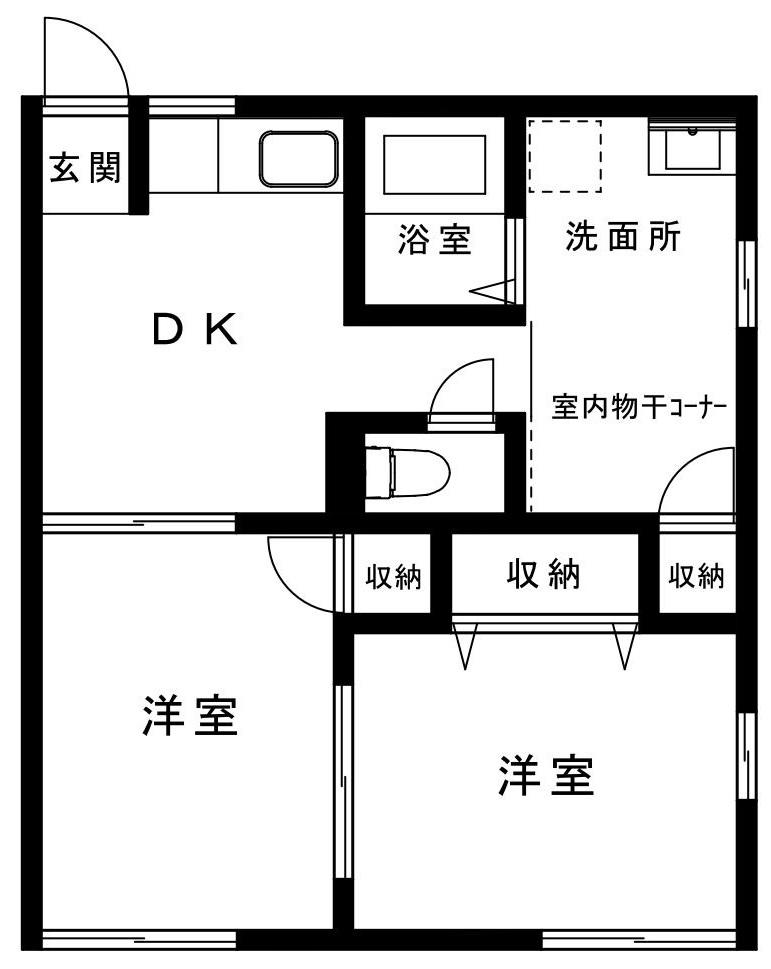 ツインエスB棟(2DK/1階)の間取り写真