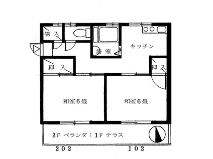 みつわ荘(2K/2階)の間取り写真