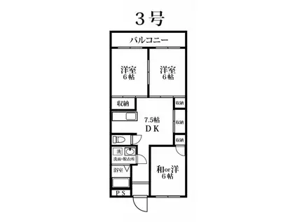 FULL HOUSE KOKURA(3DK/2階)の間取り写真