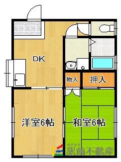 コーポ春(2DK/1階)の間取り写真
