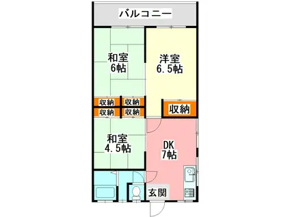 タナカハイツIII(3DK/2階)の間取り写真