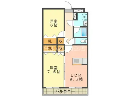 T.K MANSION(2LDK/3階)の間取り写真