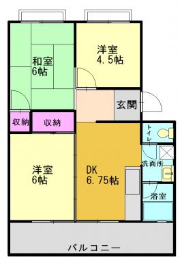 コーポ曽根(3DK/3階)の間取り写真