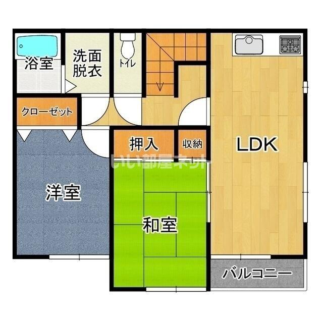 グリーンヒル(2LDK/2階)の間取り写真