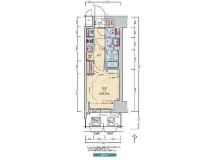 プレサンス堺筋本町ディスティニー(1K/2階)の間取り写真