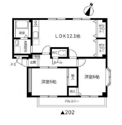グランデージのぞみ(2LDK/1階)の間取り写真
