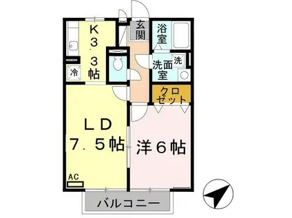 JR姫新線 本竜野駅 徒歩11分 2階建 築21年(1LDK/2階)の間取り写真