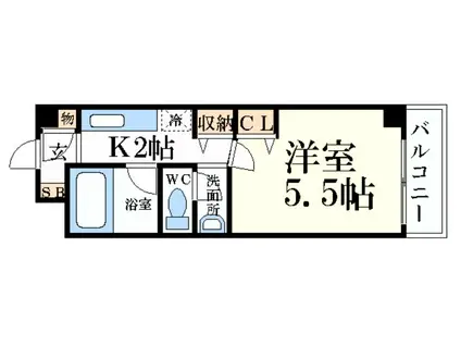 シティヒルズII(1K/4階)の間取り写真