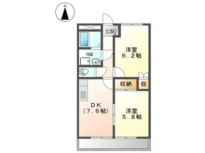 ディアウイングニシジマ(2DK/2階)の間取り写真