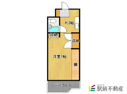 パジオン櫛原(1K/2階)の間取り写真