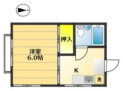 やまひこハイツII(1K/2階)の間取り写真