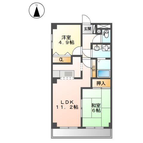メゾンハンクスMTI(2LDK/3階)の間取り写真