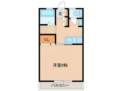 シーサイドコーポ D棟(1K/2階)の間取り写真