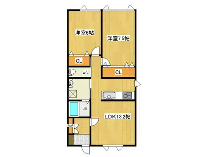 メゾンリサ(2LDK/2階)の間取り写真