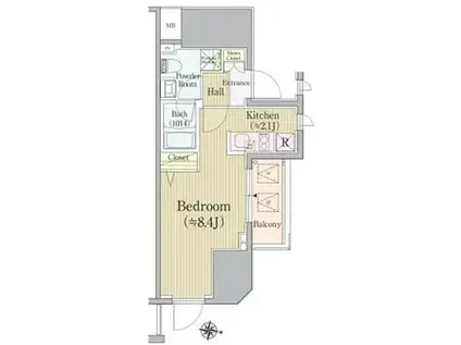 レックス白金(1K/1階)の間取り写真