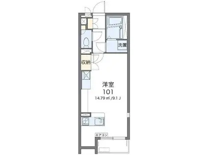 ミランダほほえみ(ワンルーム/2階)の間取り写真