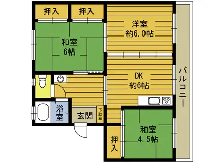 MKハイツ(3DK/3階)の間取り写真