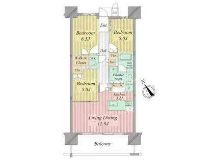 ル・シェモア浜松中央北(3LDK/4階)の間取り写真