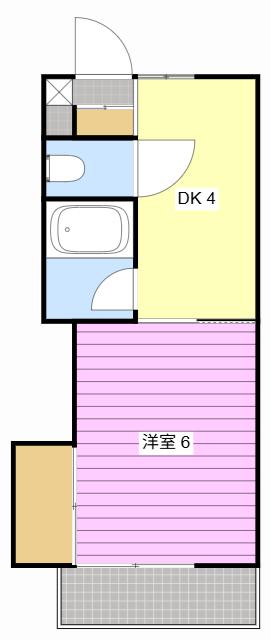 シュロス A(1DK/2階)の間取り写真