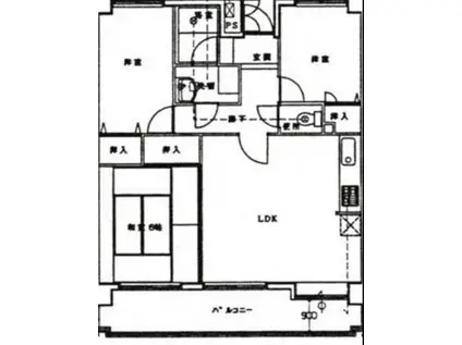 ヴィラ竹本(3LDK/2階)の間取り写真