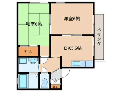 スペースMHMA棟(2DK/1階)の間取り写真