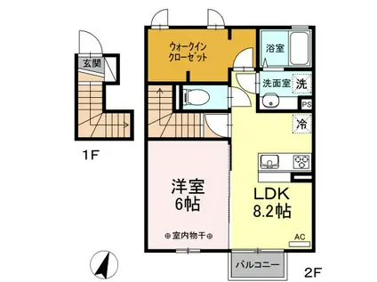 コンフォールななせ(1LDK/2階)の間取り写真