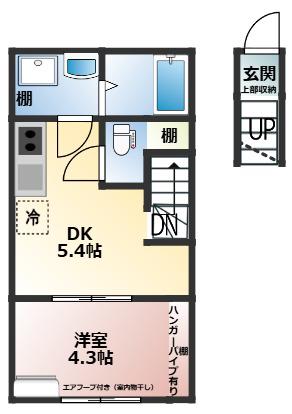 レーベル勝田台(1DK/2階)の間取り写真