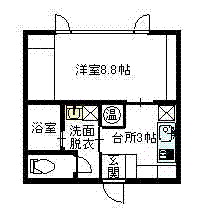 HKハイツC棟(ワンルーム/3階)の間取り写真