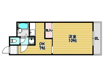 ハピネスカワグチ(1DK/3階)の間取り写真