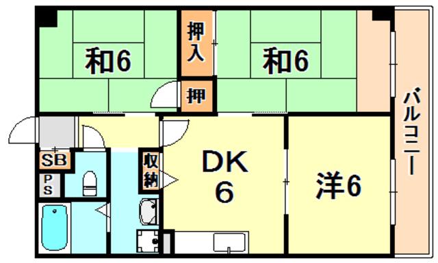 サンコート垂水(3DK/1階)の間取り写真