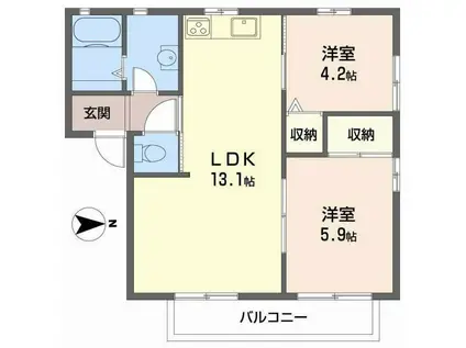 ハイツK2(2LDK/2階)の間取り写真