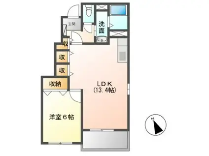 アスリート(1LDK/1階)の間取り写真