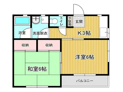 清雲荘A(2K/2階)の間取り写真